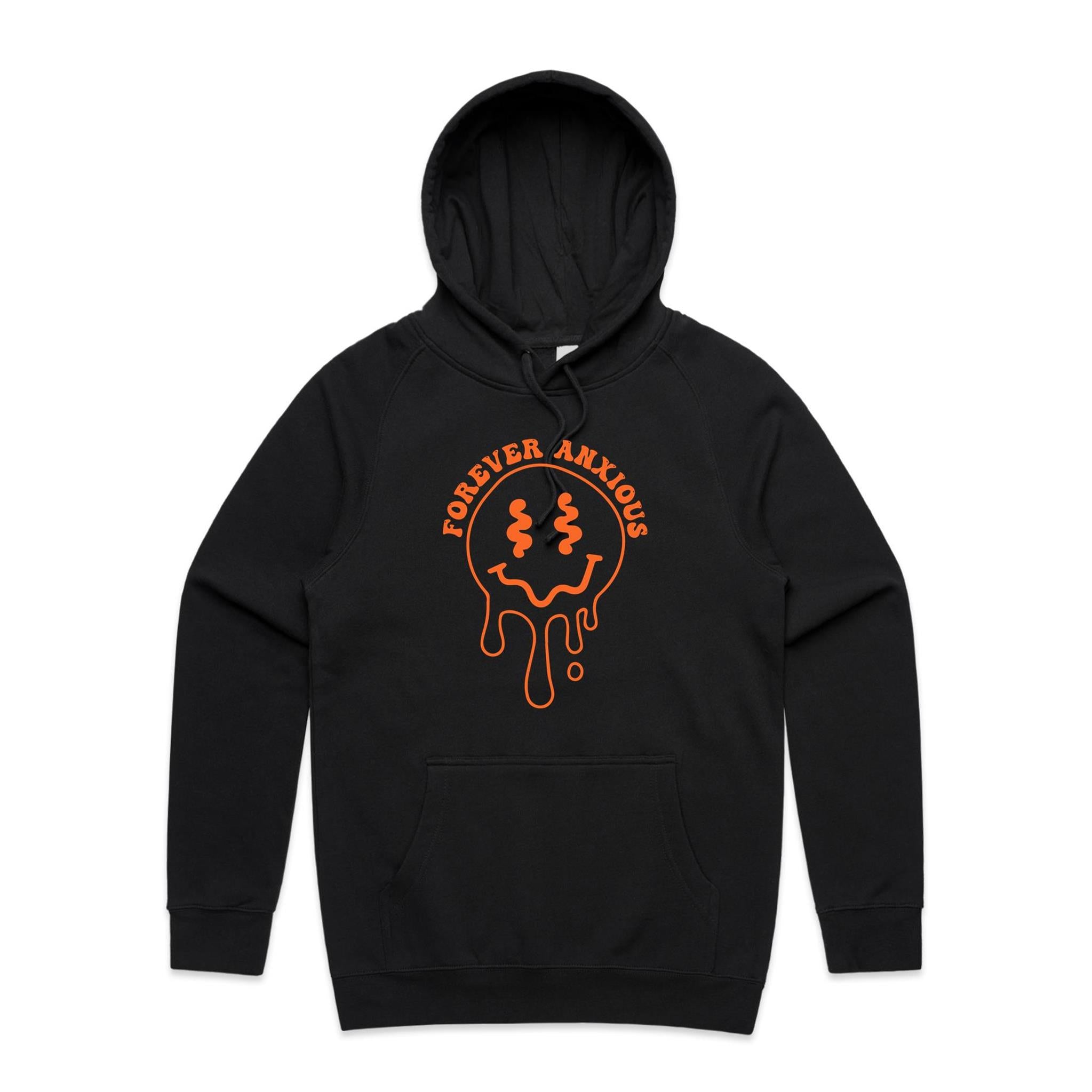 Forever Anxious - Mens Hoodie Black Mens Hoodie Printed In Australia