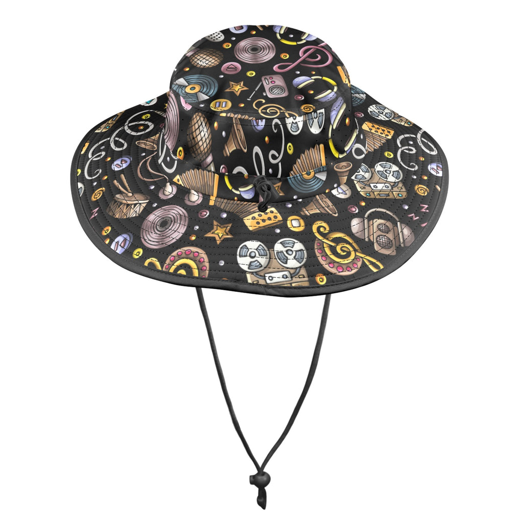 Retro Music Mix Wide Brim Bucket Hat Wide Brim Bucket Hat Music Printed Offshore Retro