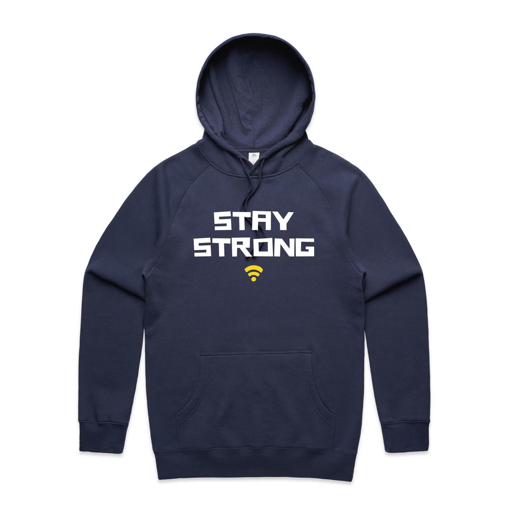 Stay Strong, WIFI - Mens Hoodie Midnight Blue Mens Hoodie Printed In Australia Tech