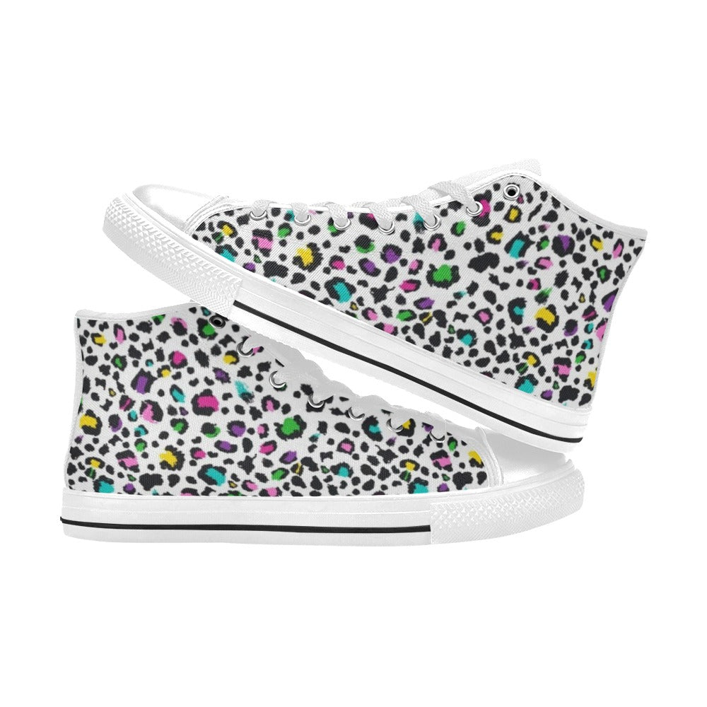 Animal Print In Colour - Men's High Top Canvas Shoes