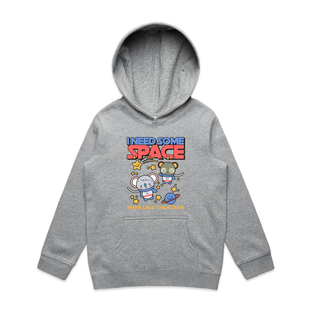 I Need Some Space - Kids Hoodie Grey Marle Kids Hoodie Printed In Australia