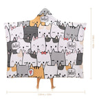 Cat Hello Kids Hooded Blanket 100cm x 130cm Kids Hooded Blanket animal Printed Offshore