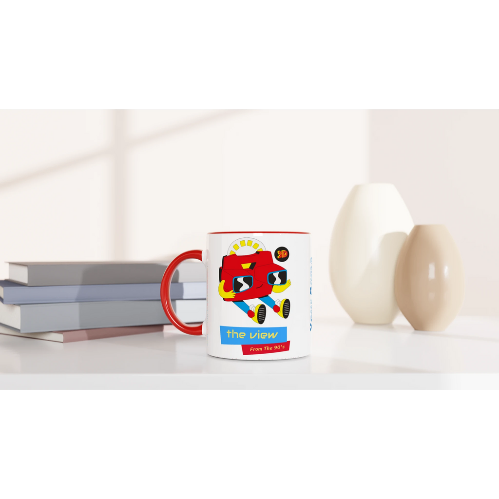 Personalised - The View From The 90's - White 11oz Ceramic Mug with Colour Inside Personalised 11oz Mug customise Globally Fulfilled personalise Retro