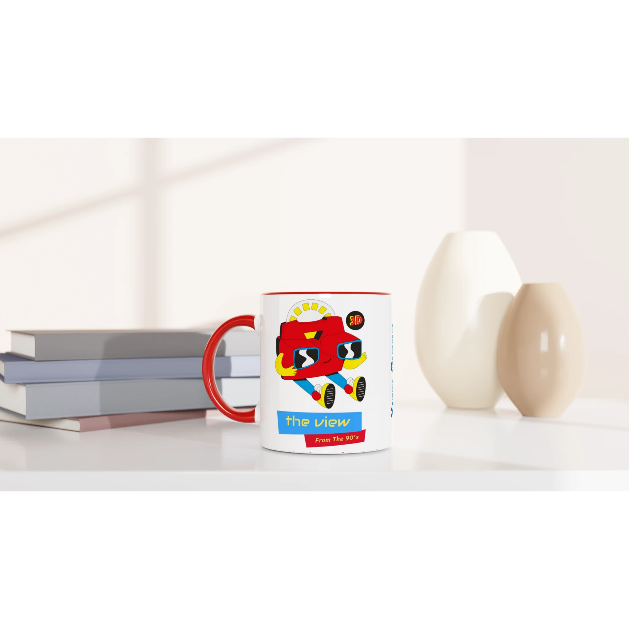 Personalised - The View From The 90's - White 11oz Ceramic Mug with Colour Inside Personalised 11oz Mug customise Globally Fulfilled personalise Retro