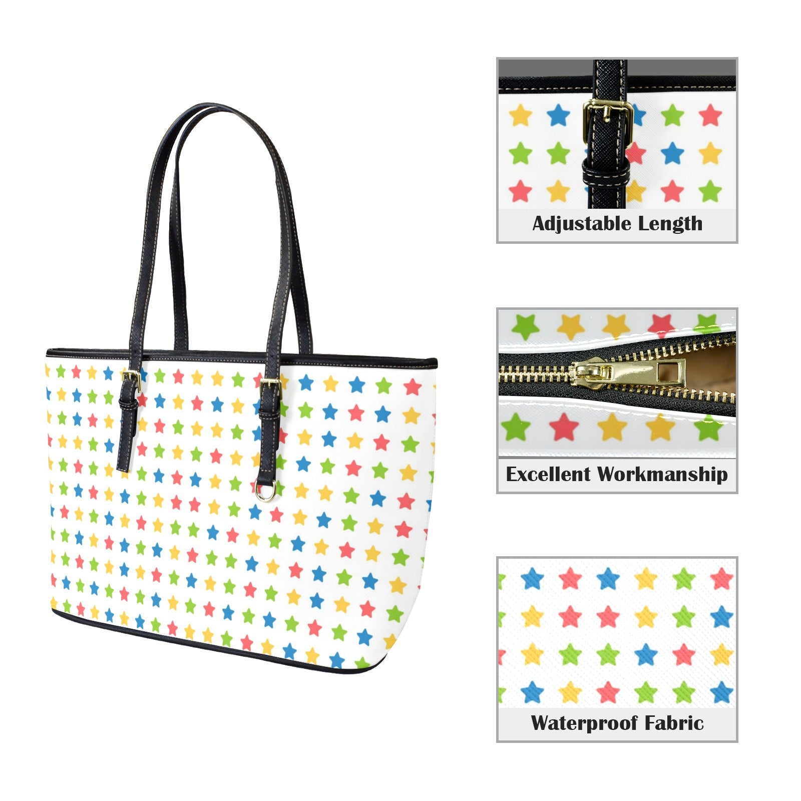 Stars - Leather Tote Bag-Large