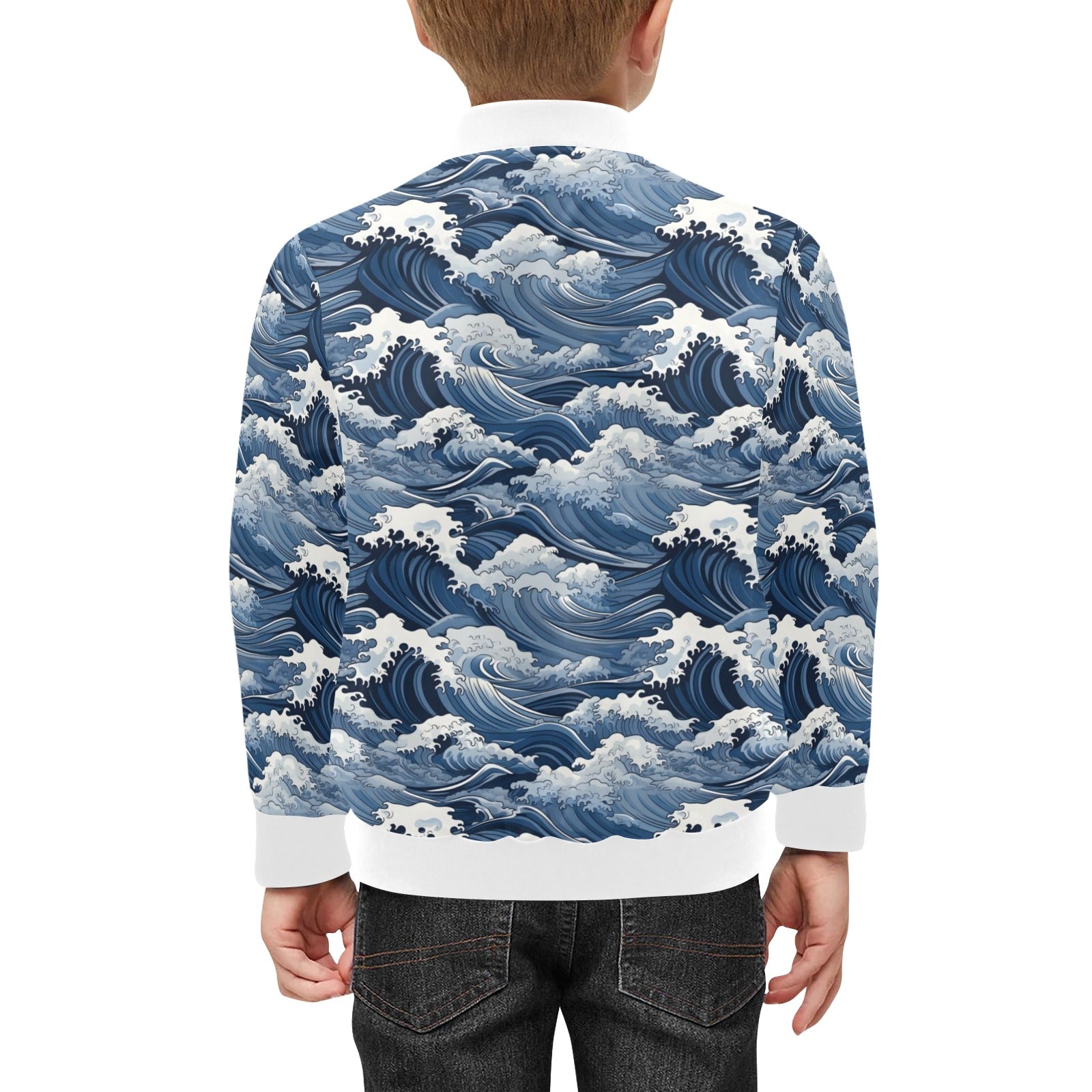 Japanese Waves Kids Bomber Jacket