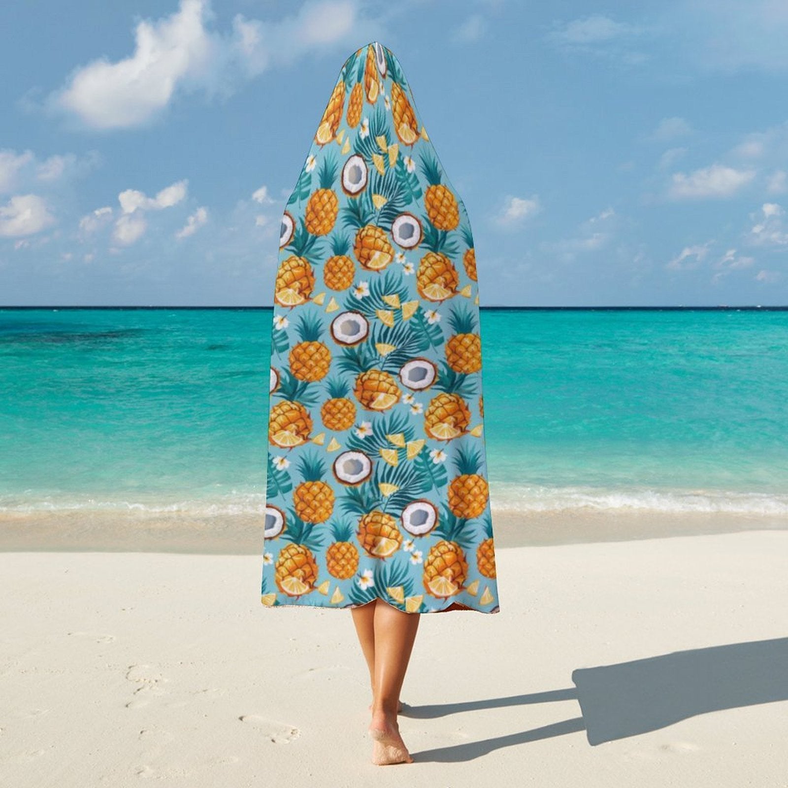 Pineapple Coconut Kids Hooded Blanket 100cm x 130cm