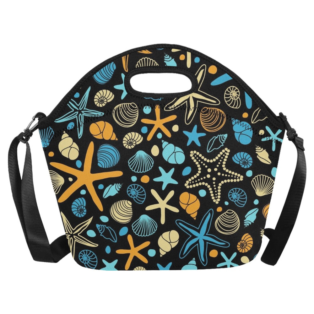 Starfish And Shells - Neoprene Lunch Bag Neoprene Lunch Bag Printed Offshore