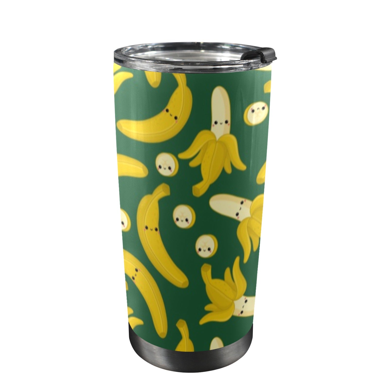 Happy Bananas - 20oz Mobile Tumbler with Lid (Black Lock) One Size 20oz Travel Mug Food Printed Offshore