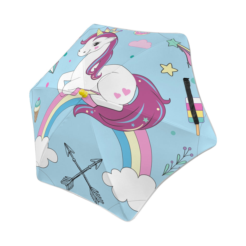 Unicorn On A Rainbow Kids Safe Round Corner Umbrella One Size Kids Safe Round Corner Umbrella animal Printed Offshore