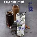 Blue Flowers 20oz Tall Skinny Tumbler with Lid and Straw