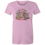 Freedom, Reading Books - Womens T-shirt Pink Womens T-shirt Printed In Australia Reading