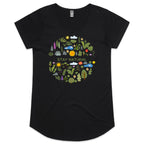 Stay Natural - Womens Scoop Neck T-Shirt Black Womens Scoop Neck T-shirt Plants Printed In Australia