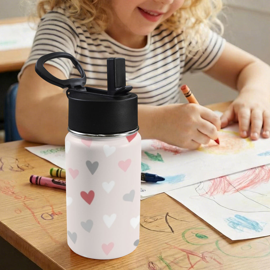 Pretty Hearts 12oz Kids Water Bottle with Straw Lid