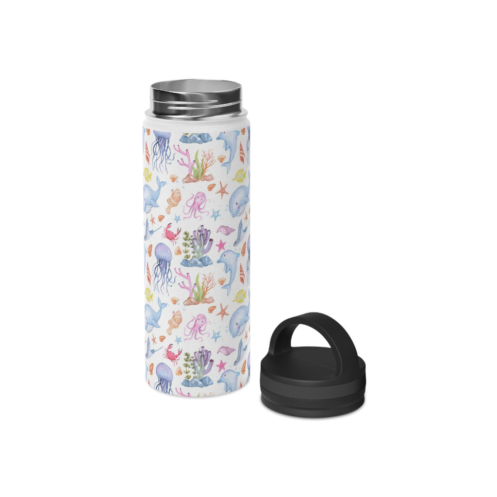 Under The Sea, Ocean Animals Stainless Steel Water Bottle, Handle Lid Stainless Steel Water Bottle With Handle Lid Globally Fulfilled Ocean