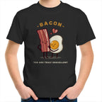 Bacon, You Are Truly Egg-cellent - Kids Youth T-Shirt Black Kids Youth T-shirt Food Funny Printed In Australia