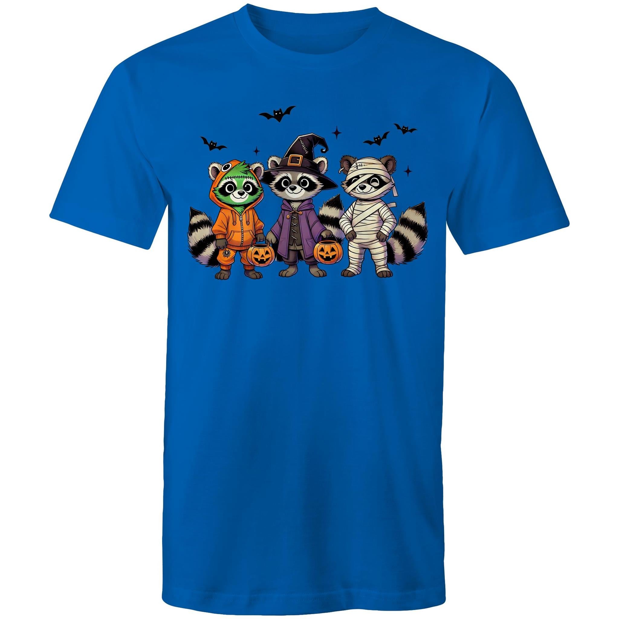 Halloween Raccoons - Mens T-Shirt Bright Royal Mens T-shirt Halloween Printed In Australia