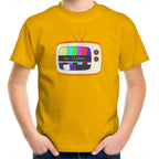 Retro TV, No Signal - Kids Youth T-Shirt Gold Kids Youth T-shirt Printed In Australia Retro Tech