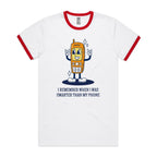 I Remember When I Was Smarter Than My Phone - Staple Ringer Tee White Red Ringer T-Shirt Printed In Australia Tech