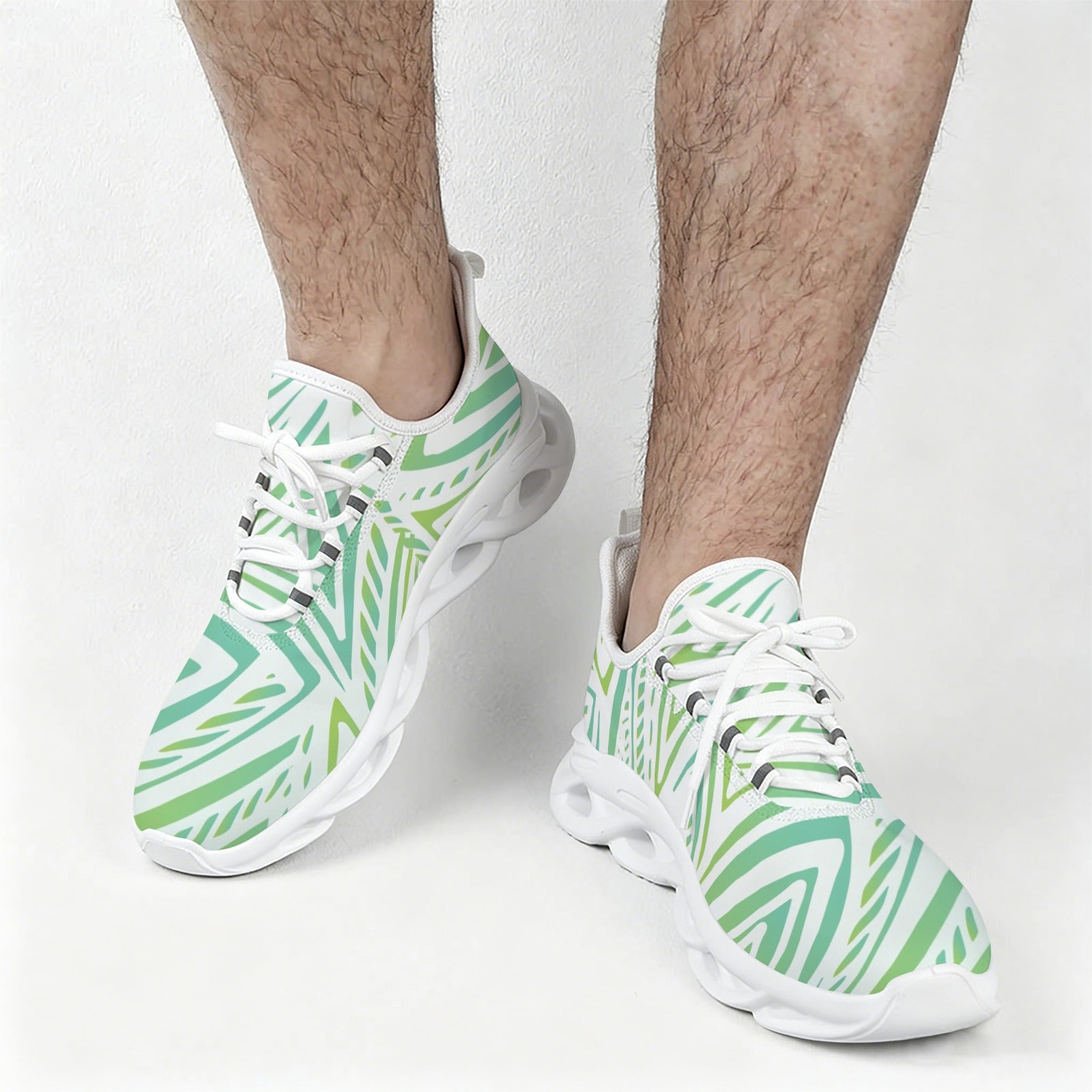 Green Abstract Men's Twisted Sole Sneakers