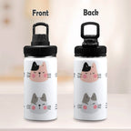 Cat Faces - Kids Water Bottle with Chug Lid (12 oz) Kids Water Bottle with Chug Lid animal Printed Offshore