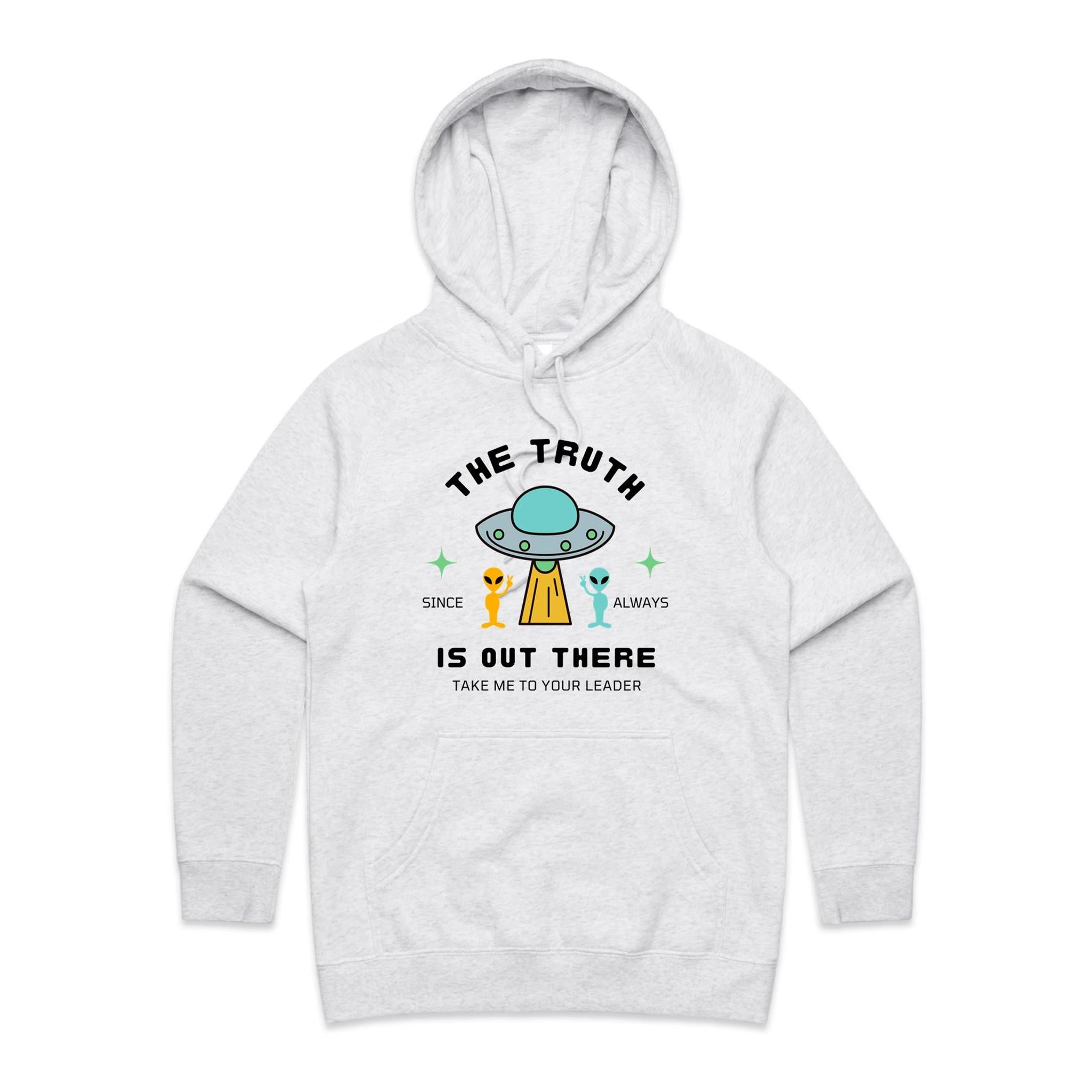 The Truth Is Out There, Alien UFO - Womens Hoodie White Marle Womens Hoodie Printed In Australia Sci Fi