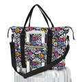 Graphic Flowers On Black Duffle Bag-Simple (Model 1715) One Size Duffle Bag-Simple (1715)
