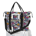Graphic Flowers On Black Duffle Bag-Simple (Model 1715) One Size Duffle Bag-Simple (1715)
