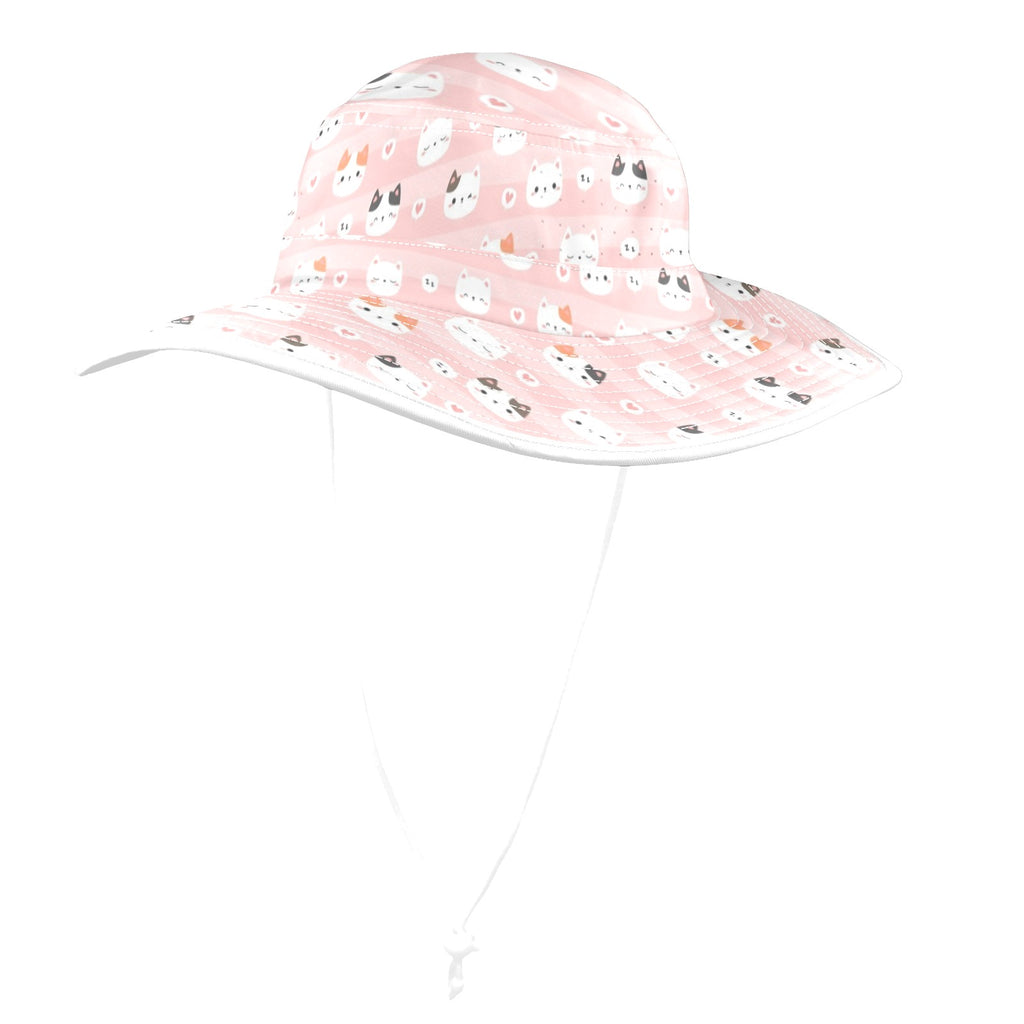 Pink Cats Wide Brim Bucket Hat Wide Brim Bucket Hat animal Printed Offshore