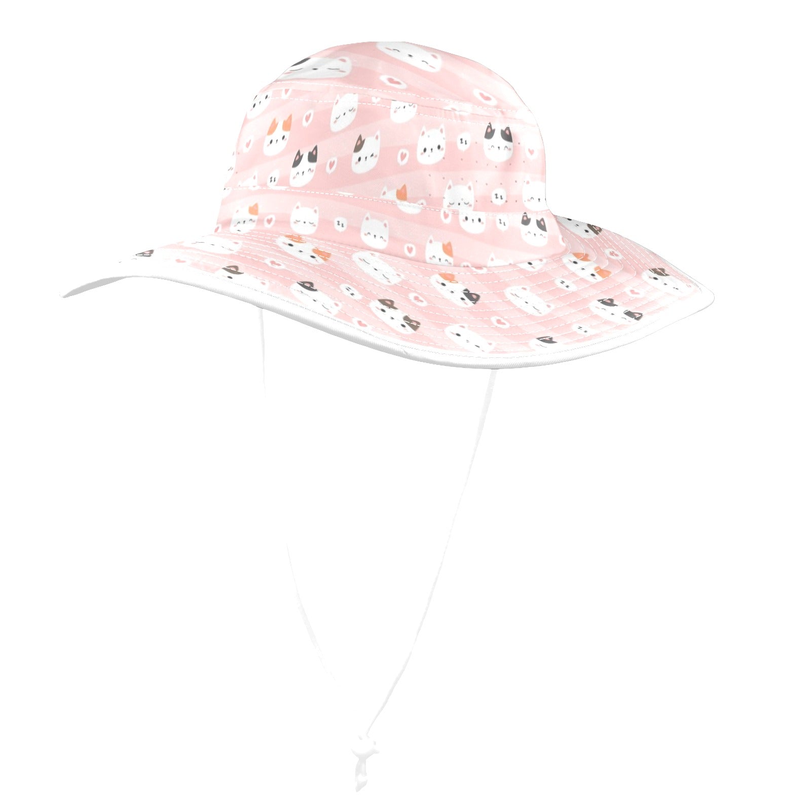 Pink Cats Wide Brim Bucket Hat Wide Brim Bucket Hat animal Printed Offshore