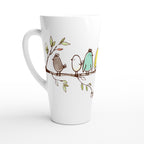 Birds On A Branch - White Latte 17oz Ceramic Mug Default Title Latte Mug animal Globally Fulfilled