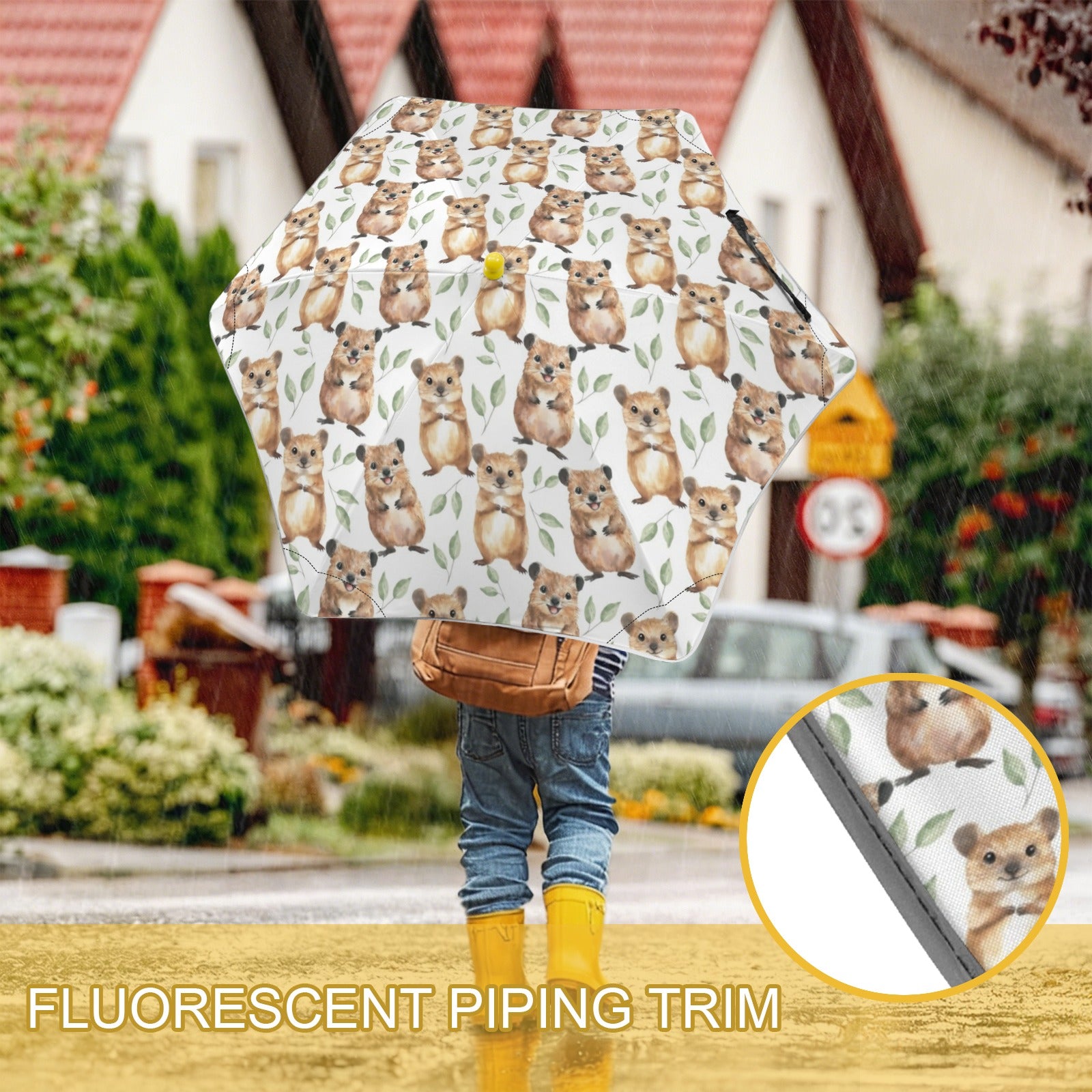 Quokkas Kids Safe Round Corner Umbrella Kids Safe Round Corner Umbrella animal Printed Offshore
