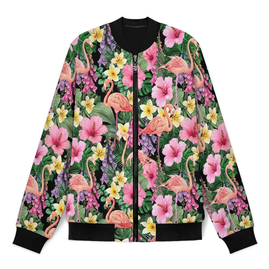 Flamingo Jungle Men's Casual Zip‑Up Bomber Jacket