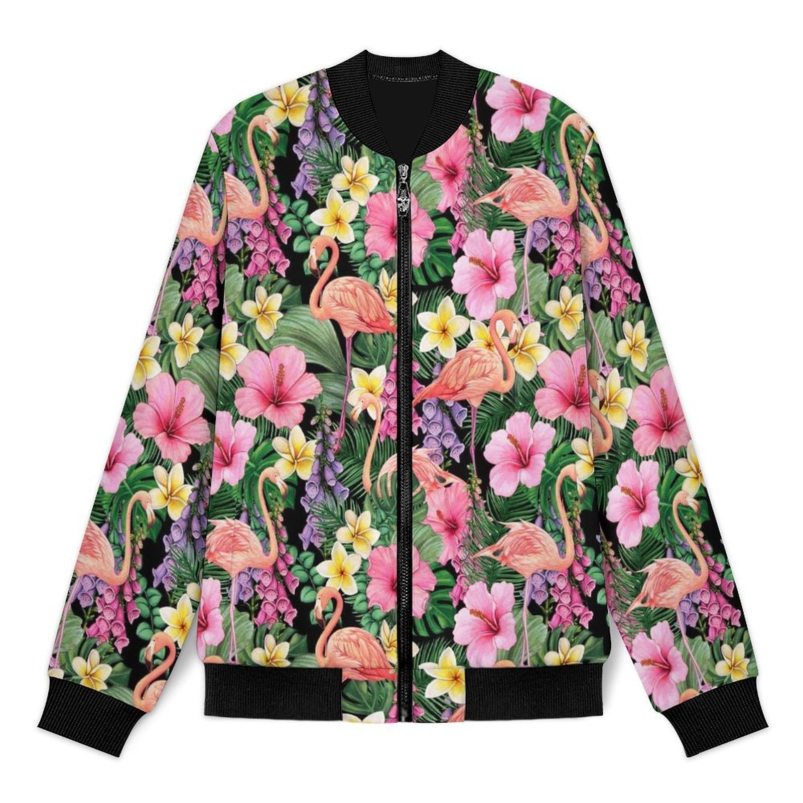 Flamingo Jungle Men's Casual Zip‑Up Bomber Jacket