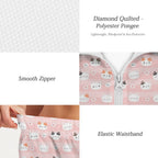 Pink Cats Women's Windbreaker Short Set Women's Windbreaker Short Set animal Printed Offshore