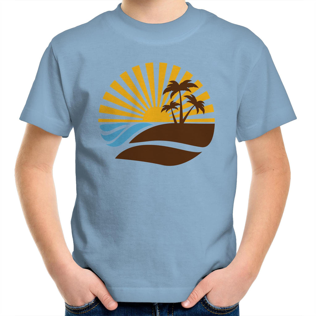 Retro Sunset - Kids Youth T-Shirt Carolina Blue Kids Youth T-shirt Printed In Australia Retro Summer