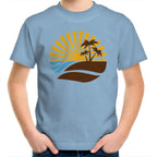 Retro Sunset - Kids Youth T-Shirt Carolina Blue Kids Youth T-shirt Printed In Australia Retro Summer