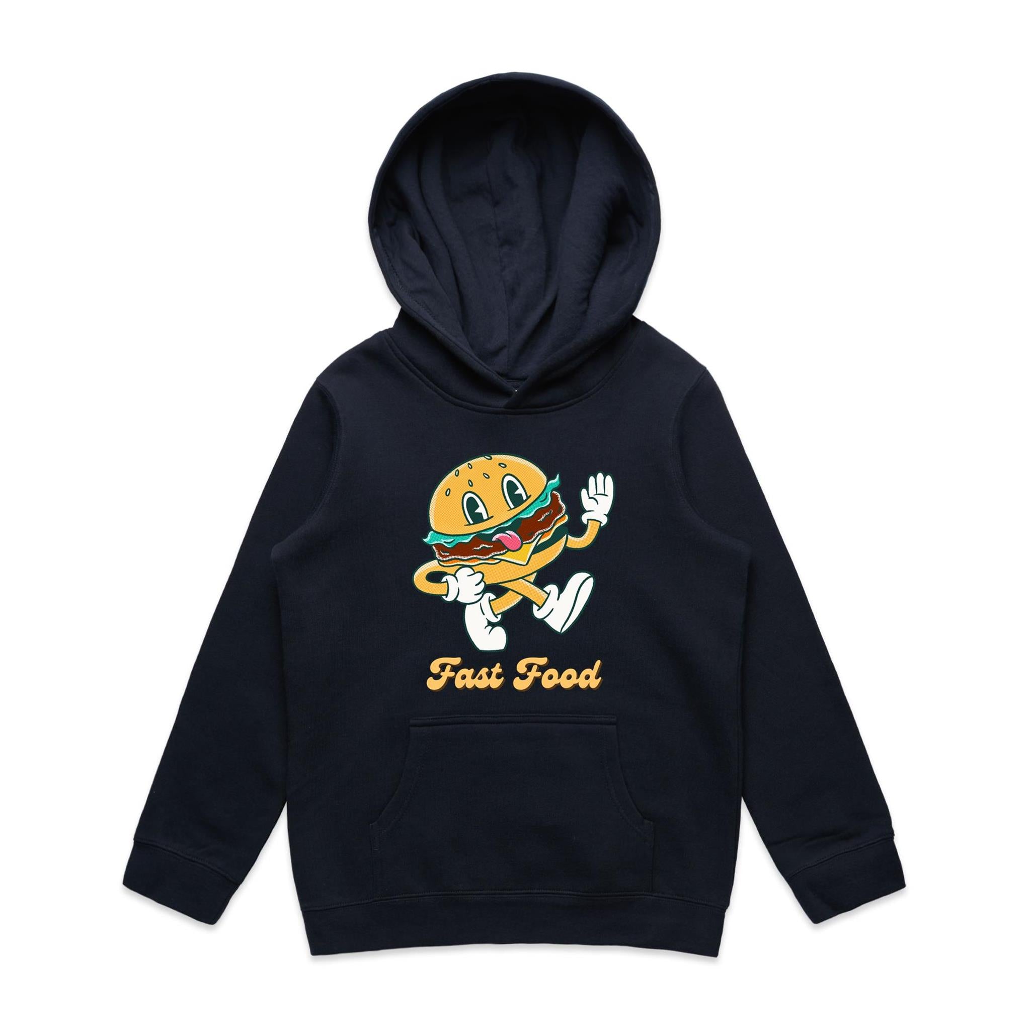 Fast Food - Kids Hoodie Navy Kids Hoodie Printed In Australia