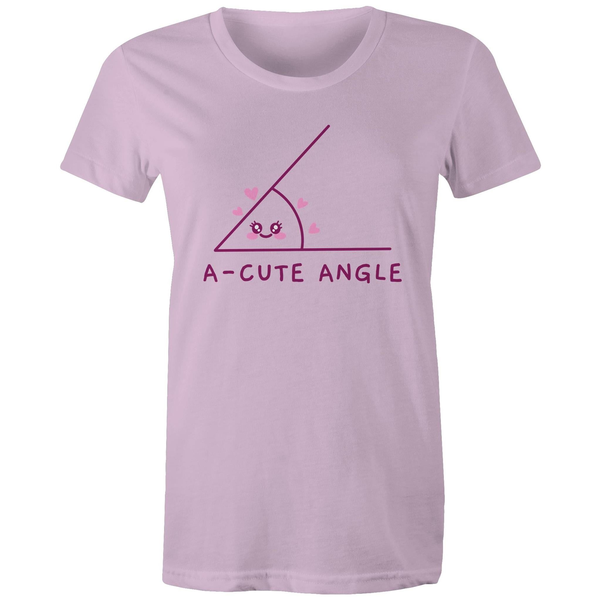 A-cute Angle - Womens T-shirt Lavender Womens T-shirt Maths Printed In Australia
