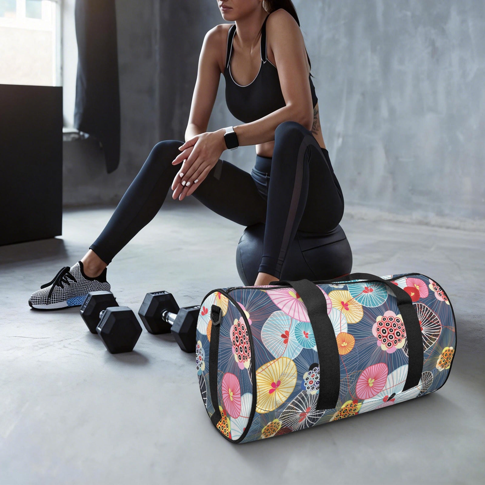 Abstract Floral Duffle Bag Duffle Bag Printed Offshore