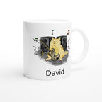 Personalise - Cat Bass Player - White 11oz Ceramic Mug Personalised 11oz Mug animal customise Globally Fulfilled Music personalise