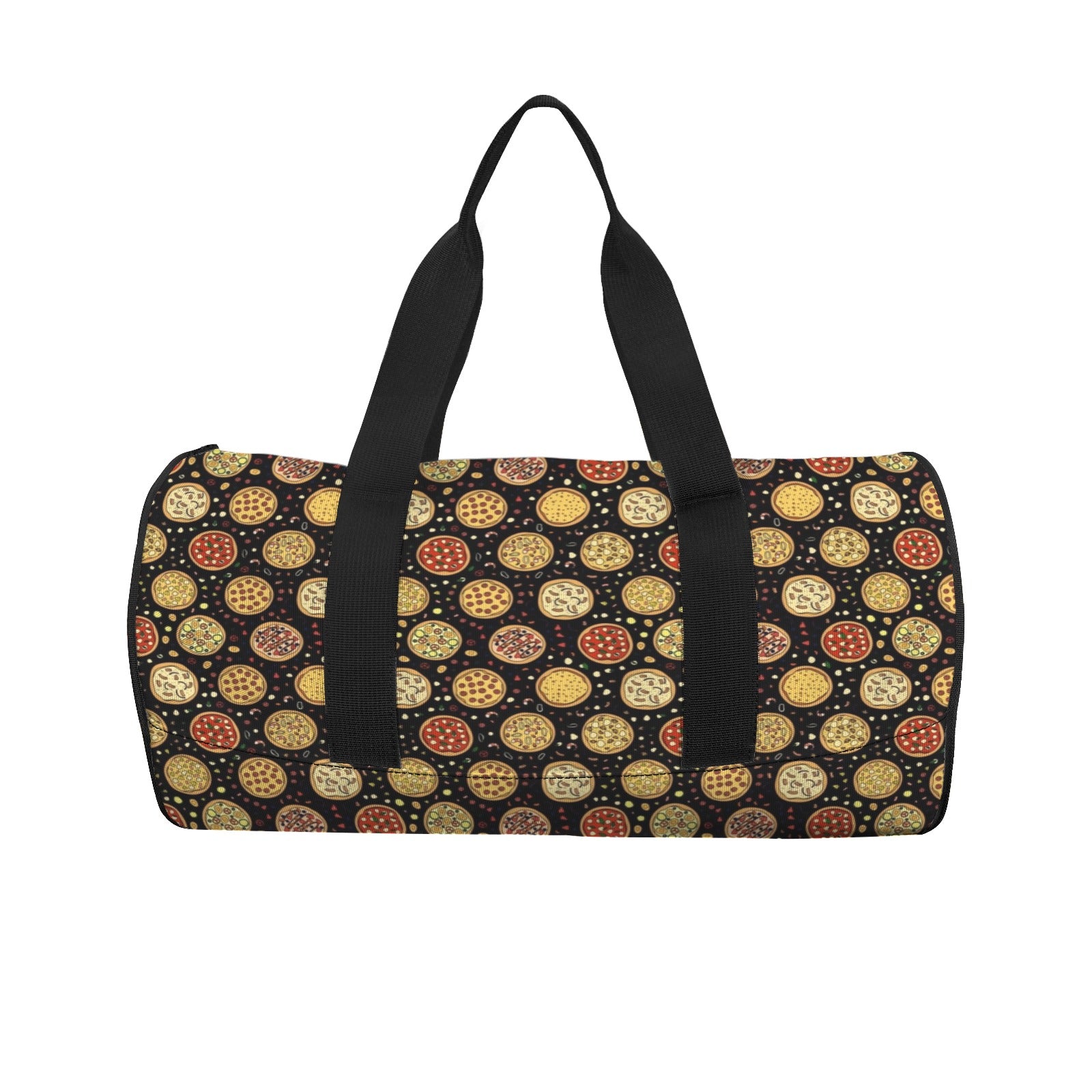 Round Pizzas On Black Duffle Bag Duffle Bag Printed Offshore