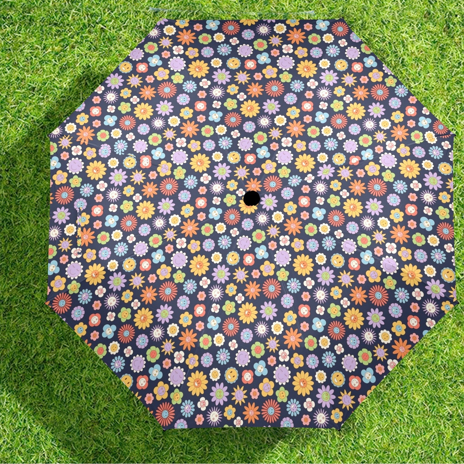 Groovy Flowers Umbrella Umbrella Plants Printed Offshore Retro