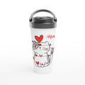 Cat Heart Meow White 15oz Stainless Steel Travel Mug Default Title Travel Mug animal Globally Fulfilled Love