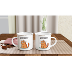 Cat Seriously? - White 12oz Enamel Mug Enamel Mug animal Globally Fulfilled