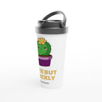 Personalised - Cactus, Cute But Prickly - White 15oz Stainless Steel Travel Mug Personalised Travel Mug funny Globally Fulfilled