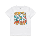 Science, Like Magic But Real Kid's AS Colour T-shirt White Kids Youth T-shirt Printed In Australia Science