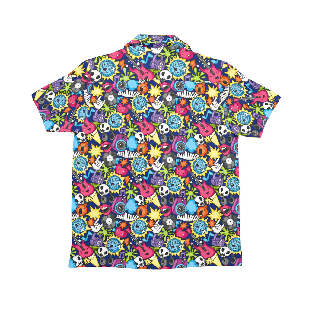 Sticker Music Senior Kids Hawaiian Shirt Senior Kids Hawaiian Shirt 8-15 Music Printed Offshore