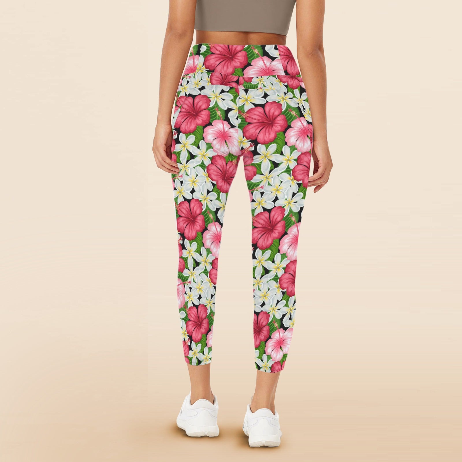 Hibiscus - Women's High Waist Pockets Yoga Leggings