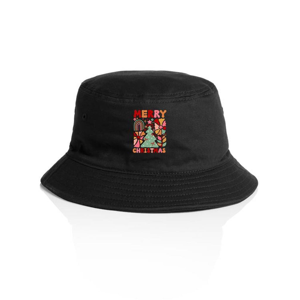 Boho Merry Christmas - Christmas AS Colour Bucket Hat Black One Size Christmas Bucket Hat Christmas Printed In Australia